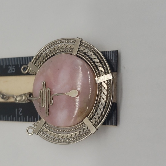 736- Wire Wrapped Pink Quartz Natural Stone Pendant Necklace Handmade NWT - Picture 6 of 7